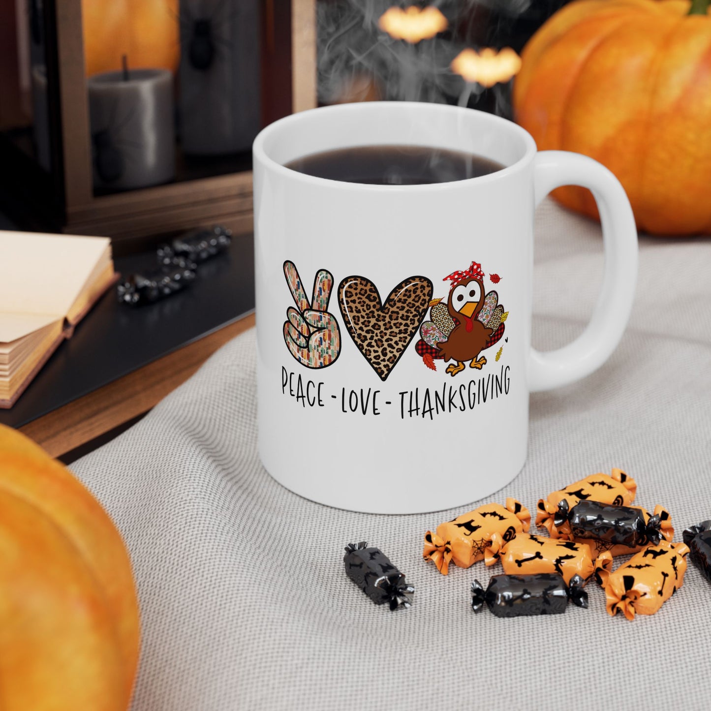 Peace Love Thanksgiving - Fall Coffee Mug (11oz, 15oz)