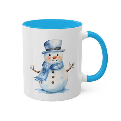 Cute Blue Christmas Snowman - 11 oz Holiday Gift Mug