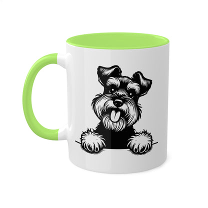 Taza colorida de 11 oz con cara de perro Schnauzer miniatura