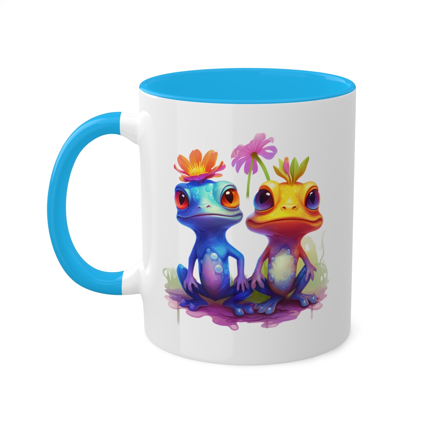 Two Cute Little Frogs Sitting - 11 oz Colorful Coffee Mug