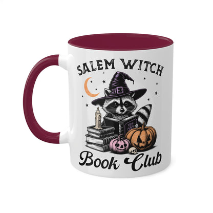 Salem Witch Book Club With Cute Raccoon - 11oz Colorful Halloween Mug