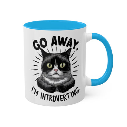 Go Away I'm Introverting - Funny Grumpy Cat - 11oz Colorful Mug