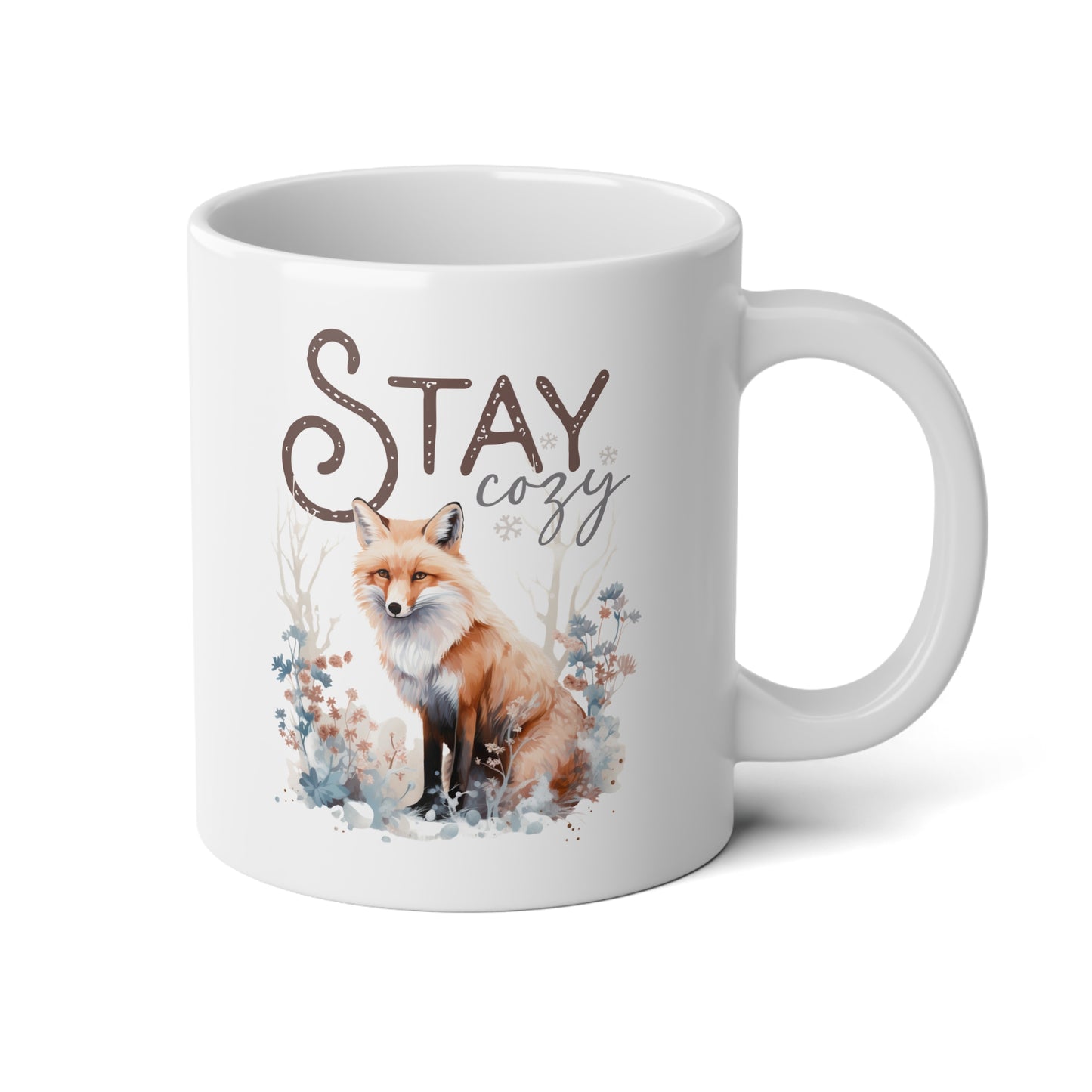 Stay Cozy With Cute Fox - Jumbo Winter Coffee Mug, 20oz