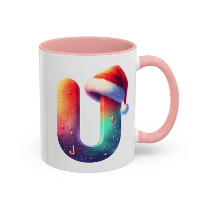 "U" Christmas Alphabet Letter - Holiday Gift Mug (11, 15oz)