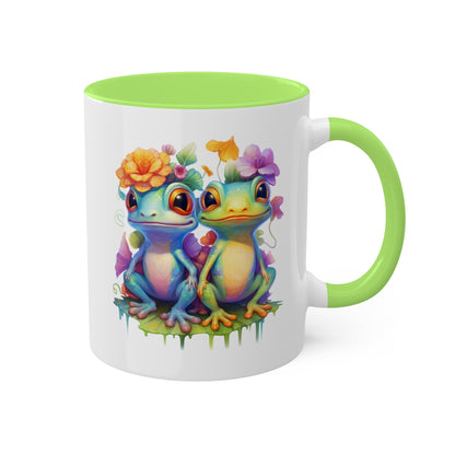 Two Adorable Little Frogs Sitting Peacefully - 11oz Colorful Coffee Mug