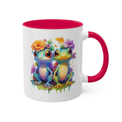 Two Adorable Little Frogs Sitting Peacefully - 11oz Colorful Coffee Mug