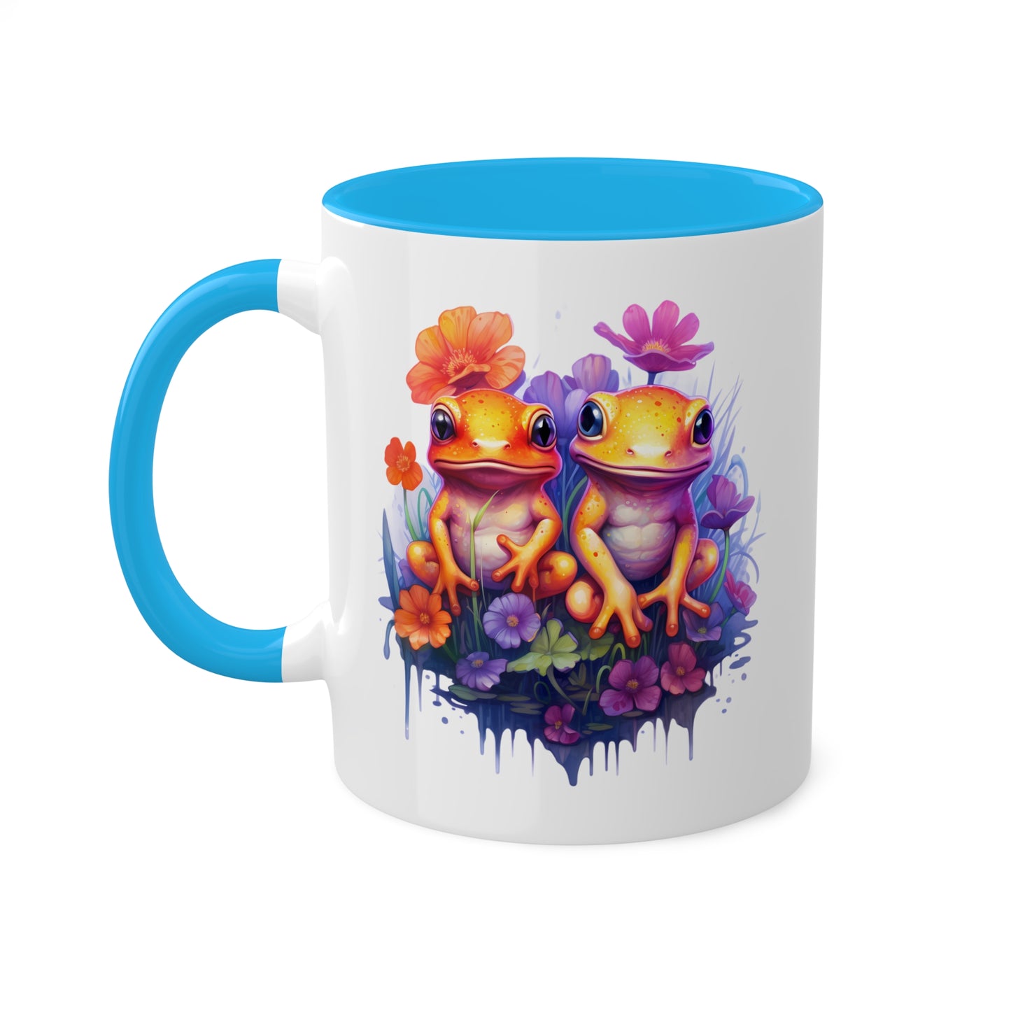 Two Adorable Little Frogs Sitting Peacefully - 11 oz Colorful Coffee Mug