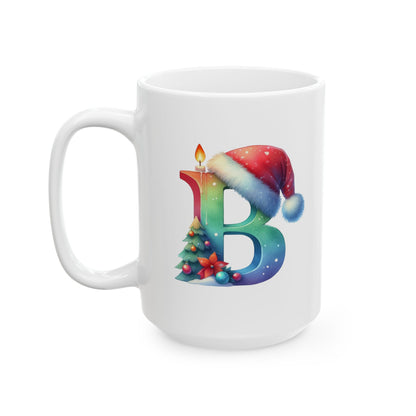 "B" Christmas Alphabet Letter - Holiday Gift Mug (11oz, 15oz)