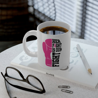 Her Fight Is Our Fight - Breast Cancer Awareness Jumbo Mug, 20oz