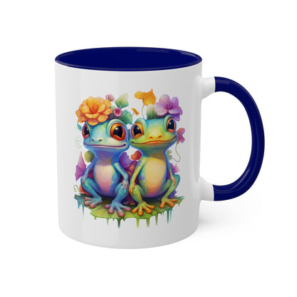 Two Adorable Little Frogs Sitting Peacefully - 11oz Colorful Coffee Mug