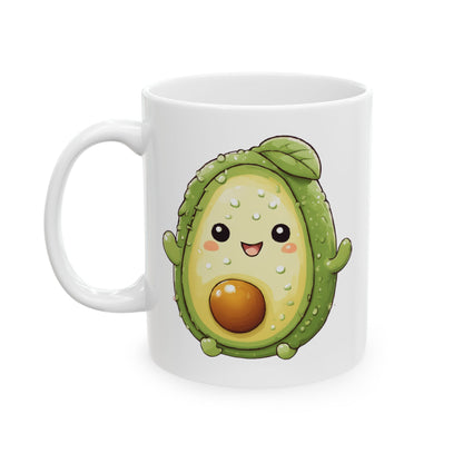 Kawaii Avocado with Smiley Face - Coffee Mug (11oz, 15oz)