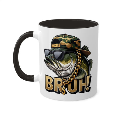 Bruh Fish con gafas de sol - Taza de regalo divertida y colorida de 11 oz