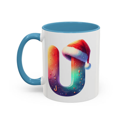 "U" Christmas Alphabet Letter - Holiday Gift Mug (11, 15oz)