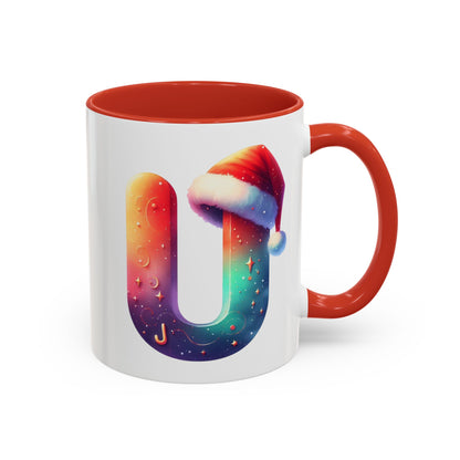 "U" Christmas Alphabet Letter - Holiday Gift Mug (11, 15oz)