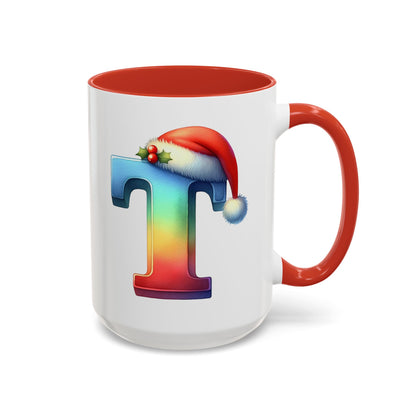 "T" Christmas Alphabet Letter - Holiday Gift Mug (11, 15oz)