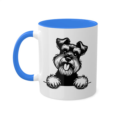 Taza colorida de 11 oz con cara de perro Schnauzer miniatura