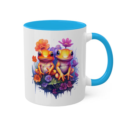 Two Adorable Little Frogs Sitting Peacefully - 11 oz Colorful Coffee Mug