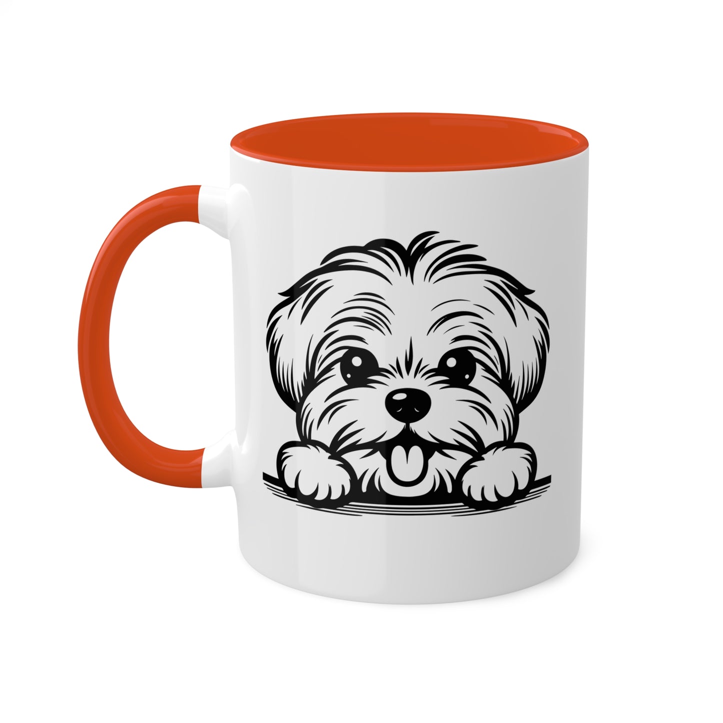 Taza de café con cara de perro maltés, regalo, taza colorida de 11 oz