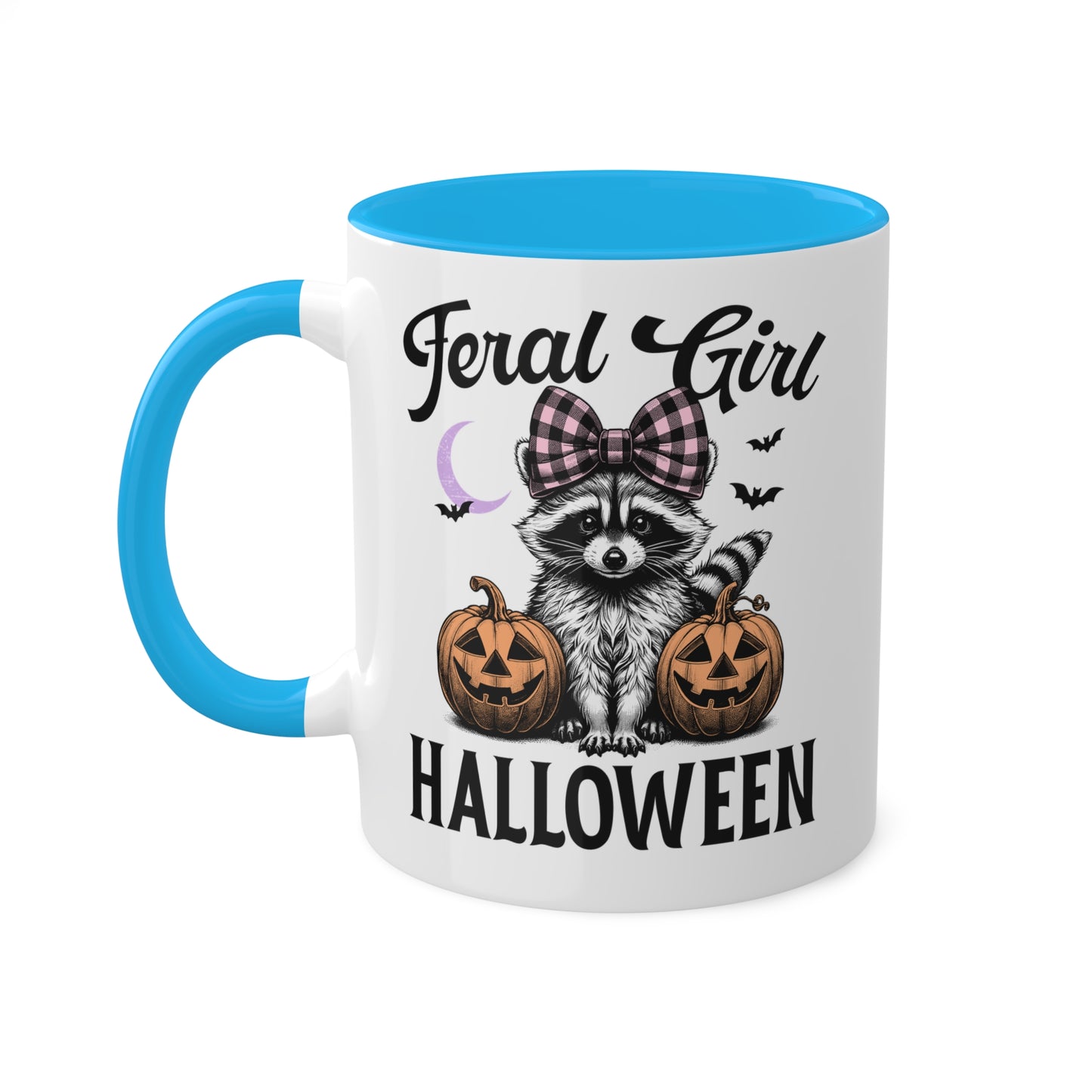 Feral Girl Halloween With Cute Raccoon - 11oz Colorful Halloween Mug