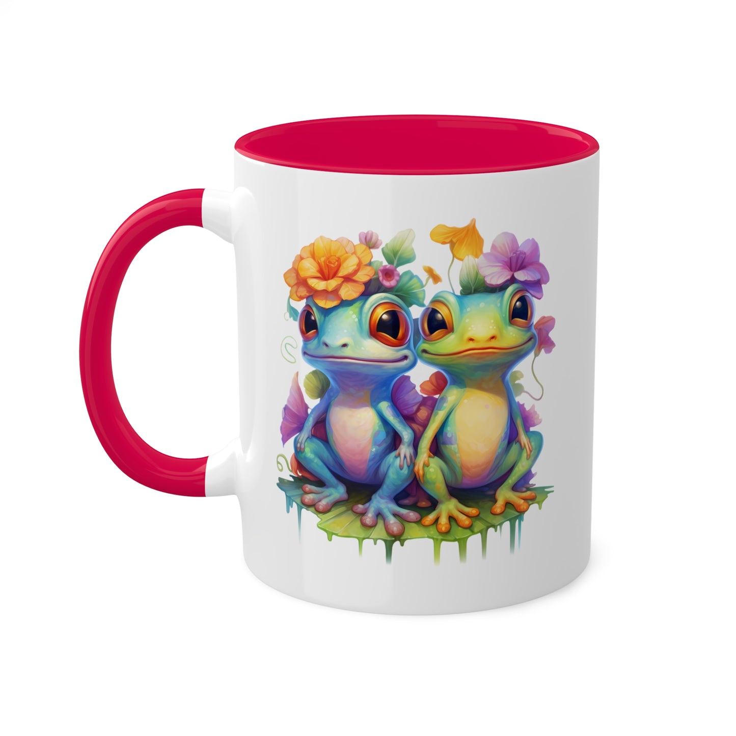 Two Adorable Little Frogs Sitting Peacefully - 11oz Colorful Coffee Mug