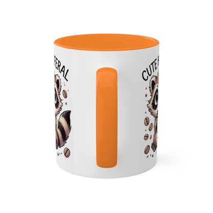 Cute But Feral - Adorable Raccoon With Coffee - 11oz Colorful Mug