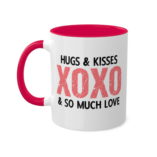 Hugs & Kisses & So Much Love - 11oz Colorful Valentine's Day Gift Mug