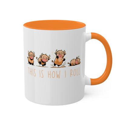 Así es como me muevo con las lindas vacas de las Tierras Altas - Taza de café colorida de 11 oz