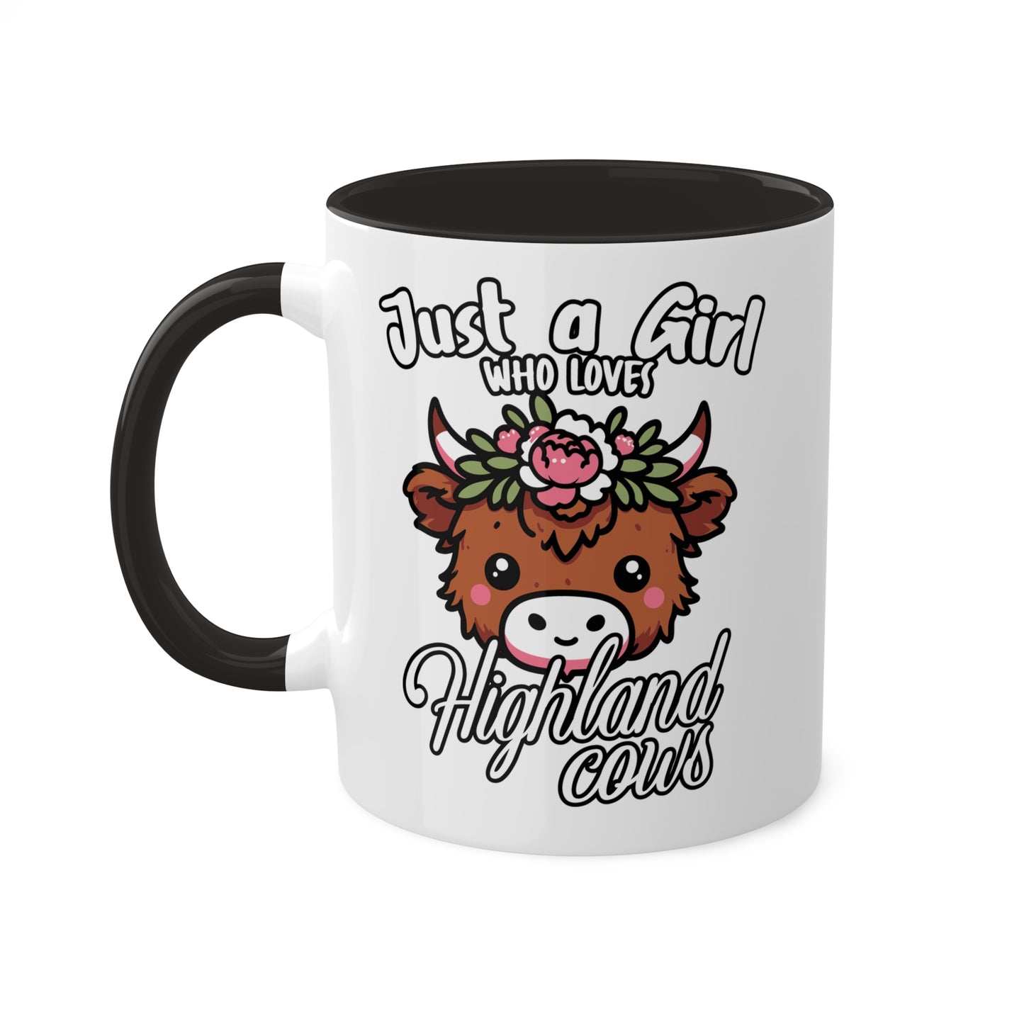 Solo una chica que ama las vacas de las Tierras Altas - Taza colorida de 11 oz