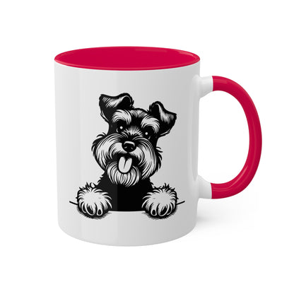 Taza colorida de 11 oz con cara de perro Schnauzer miniatura