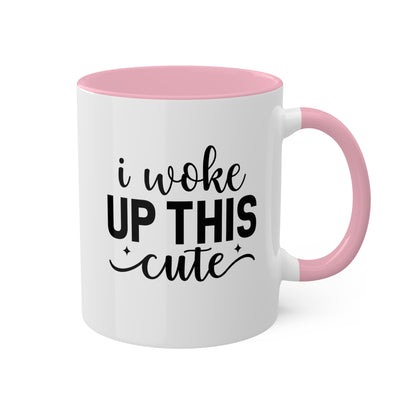 Me desperté con esta linda taza de regalo colorida y divertida de 11 oz