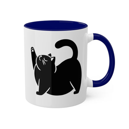 Cute Chunky Yoga Cat Stretching - 11 oz Colorful Mug