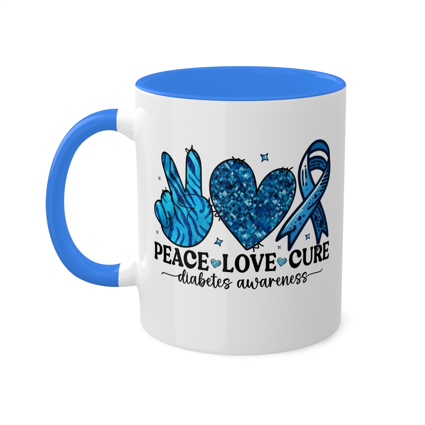 Peace Love Cure - Diabetes Awareness Coffee Mug, 11 oz