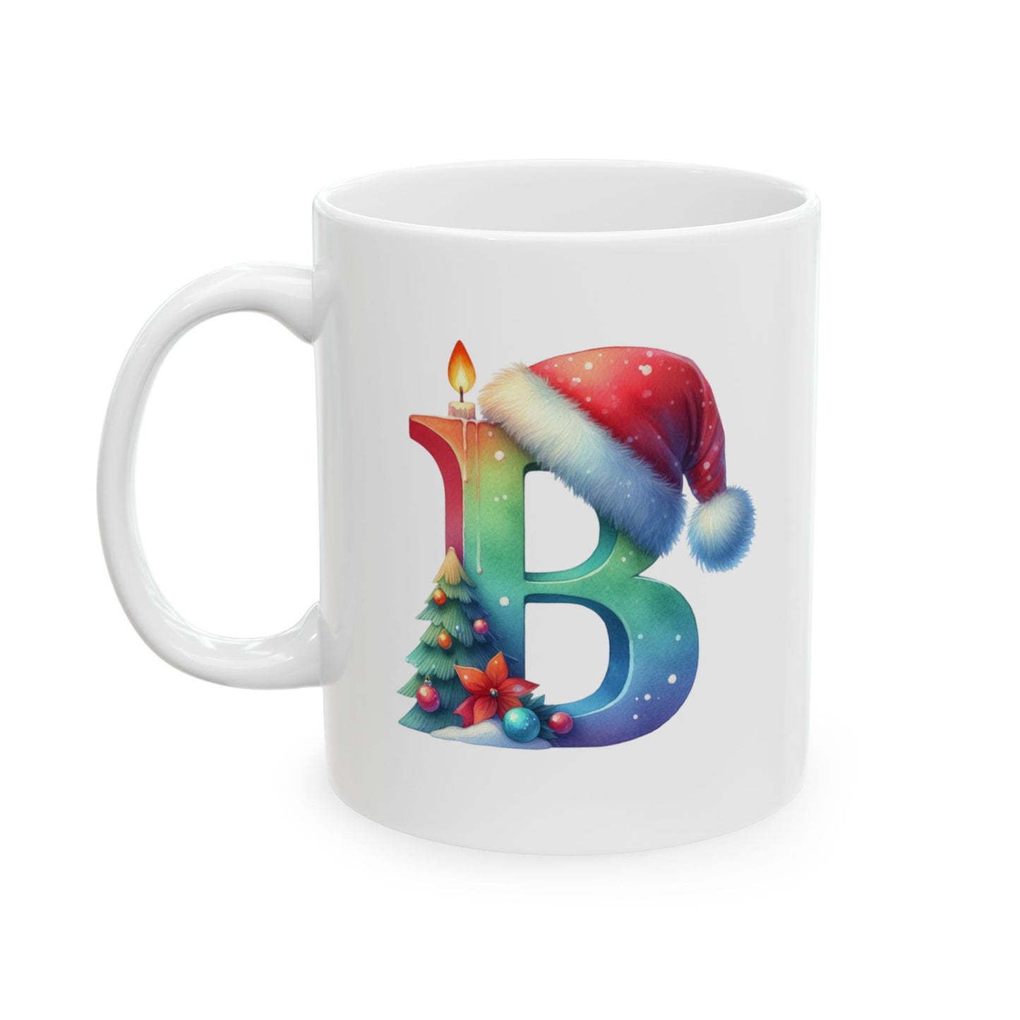 "B" Christmas Alphabet Letter - Holiday Gift Mug (11oz, 15oz)