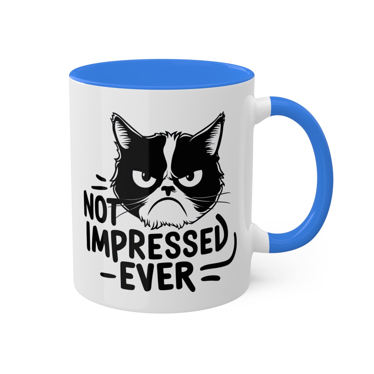 Nunca me impresionó - Divertido gato gruñón - Taza de café colorida de 11 oz