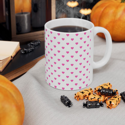 Pink Hearts Pattern - Breast Cancer Awareness Mug (11oz, 15oz)