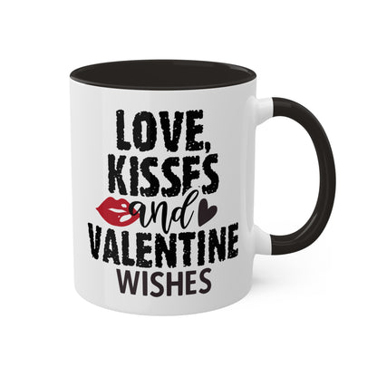 Amor, besos y deseos de San Valentín: taza de regalo colorida de 11 oz