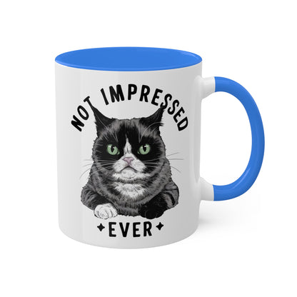 Nunca me impresionó - Lindo gato gruñón - Taza de café colorida de 11 oz