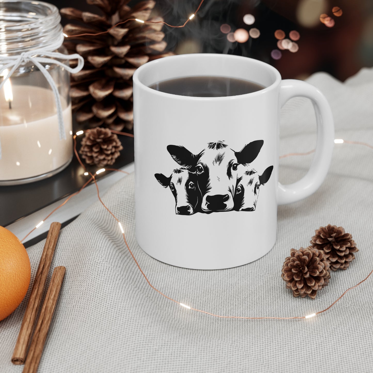 Tres vacas lindas - Taza de café de cerámica de 11 oz