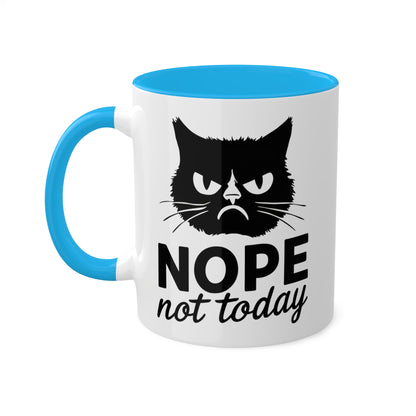 No, hoy no - Gato divertido - Taza de café colorida de 11 oz