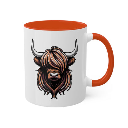 Vaca de las Tierras Altas: linda y sencilla: taza colorida de 11 oz