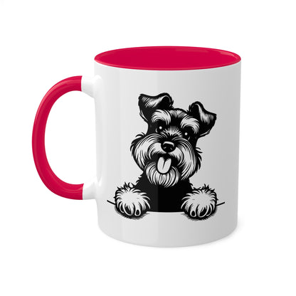 Taza colorida de 11 oz con cara de perro Schnauzer miniatura