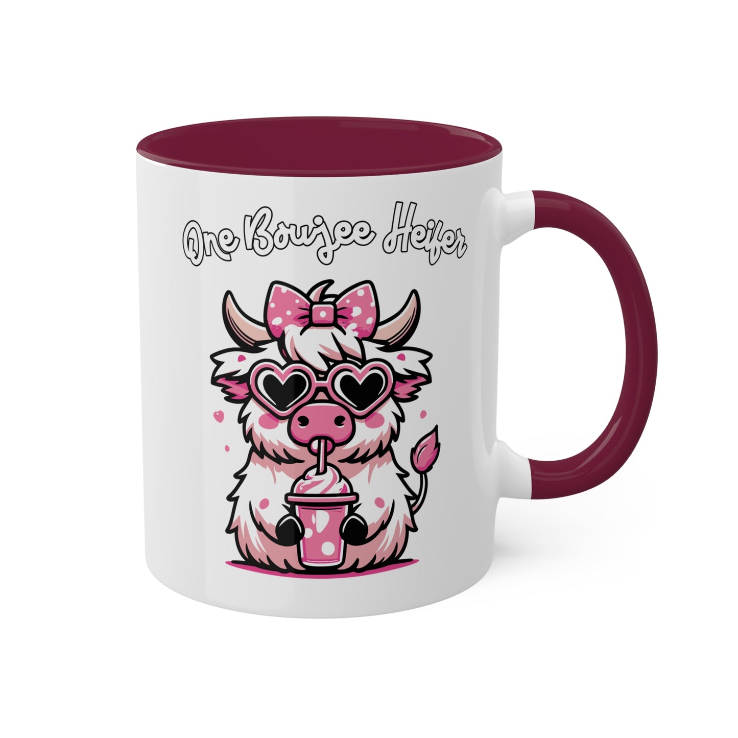 Una vaca boujee: linda vaca con un batido de leche - taza colorida de 11 oz