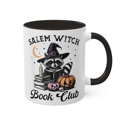 Salem Witch Book Club With Cute Raccoon - 11oz Colorful Halloween Mug