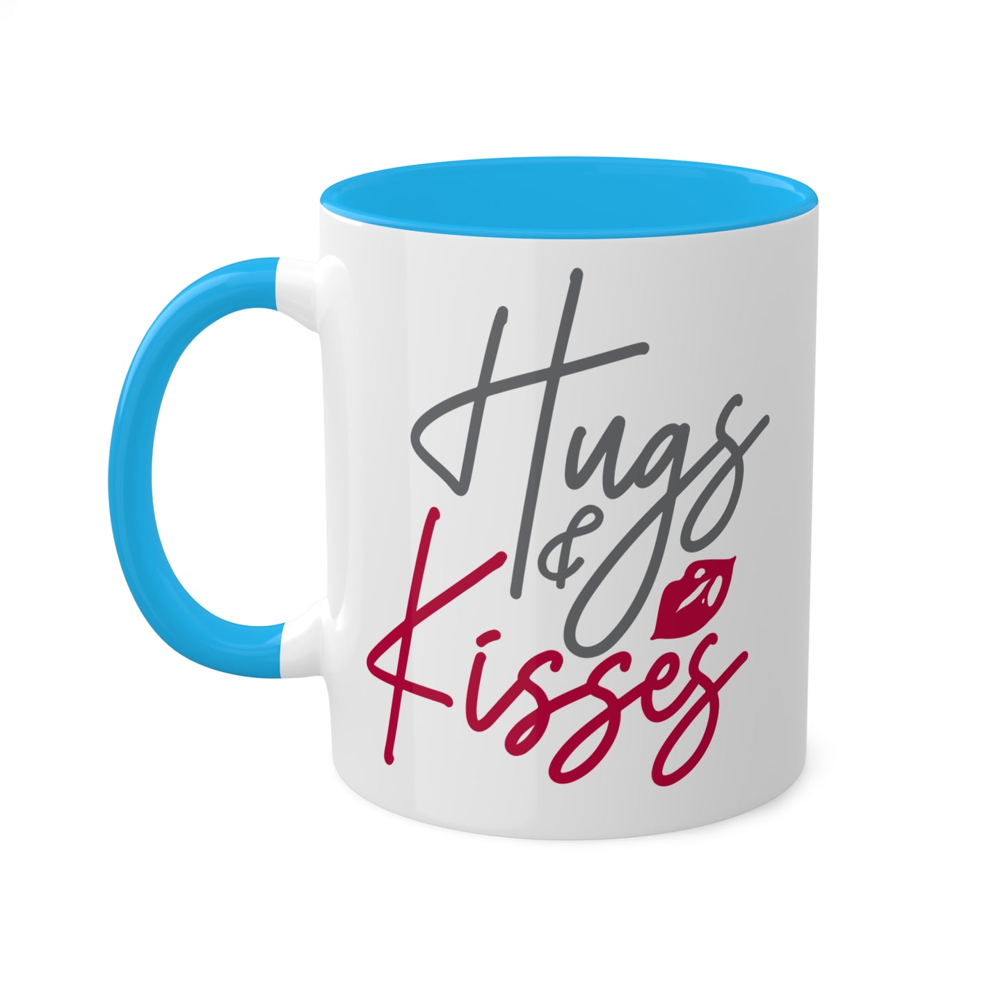 Abrazos y besos: taza de regalo colorida y linda para el día de San Valentín de 11 oz