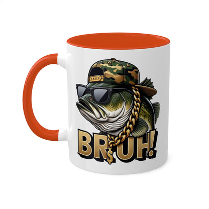 Bruh Fish con gafas de sol - Taza de regalo divertida y colorida de 11 oz