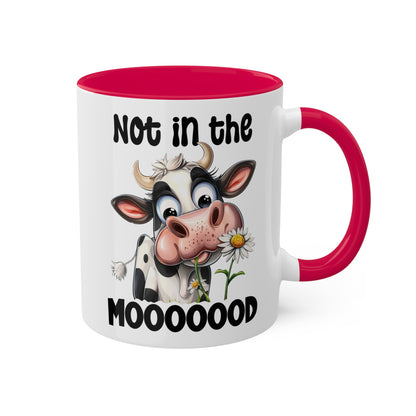 No estoy de humor - Linda vaca con flores - Taza de café colorida de 11 oz