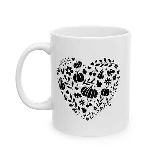 Thankful Heart - Fall Pattern Thanksgiving Coffee Gift Mug (11oz, 15oz)