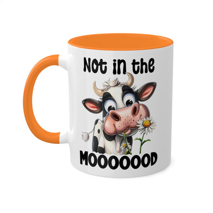 No estoy de humor - Linda vaca con flores - Taza de café colorida de 11 oz