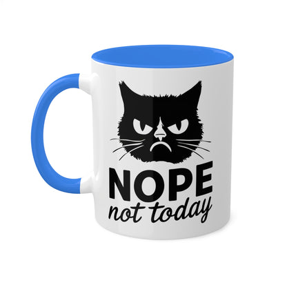 No, hoy no - Gato divertido - Taza de café colorida de 11 oz