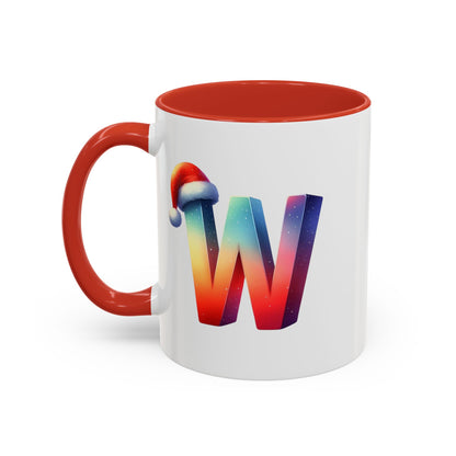 Taza con la letra "W" del alfabeto navideño (11, 15 oz)